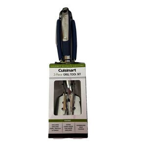 Cuisinart Kitchen Bbq 3 pcs Set XL ~ Grill Tools Blue Fork Tongs Spatula NEW